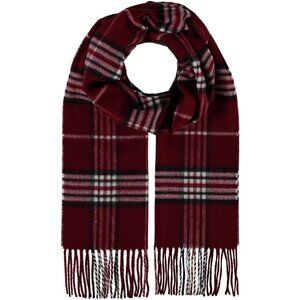 NEW V.FRAAS CASHMINK UNISEX PLAID BURGUNDY SCARF MADE IN GERMANY 72 X 13.5
